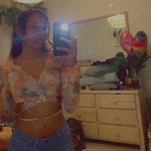 Tie Dye Surplice Neck Tie Back Top